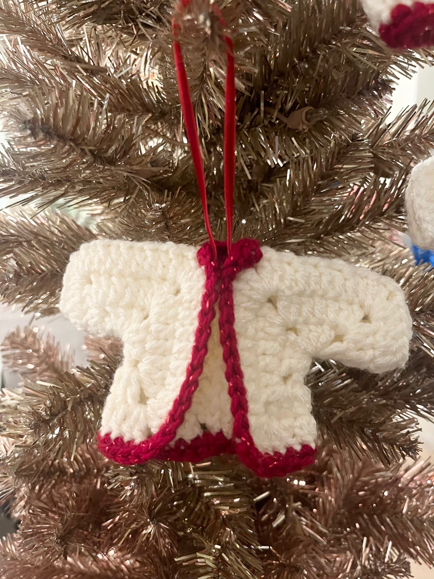 White and Red Cardigan Ornament
